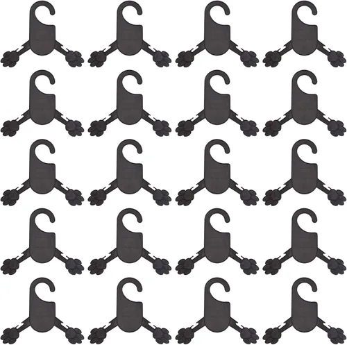 Miniatura 7 de AHANDMAKER Paquete de 20 perchas para ropa para mascotas, 7 pulgadas de ancho, color negro, lindo plástico, flexible, fuerte, con estampado de 6.9 x