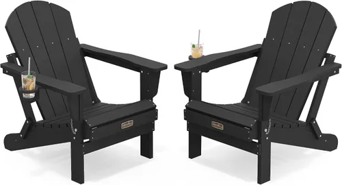 Miniatura 25 de SERWALL - Silla plegable Adirondack para patio, jardín, exterior, resistente a la intemperie, sillas para hoguera, color naranja