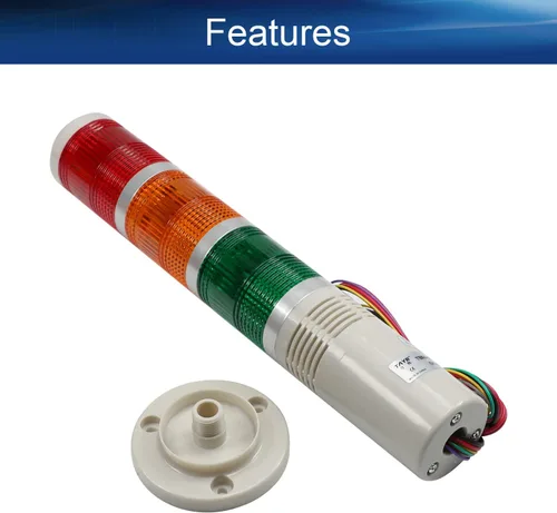 Miniatura 4 de Bettomshin 1 bombilla de advertencia estroboscópica de 90 dB, 24 V CC 3 W, torre de señal industrial con lámpara indicadora de alarma de zumbador