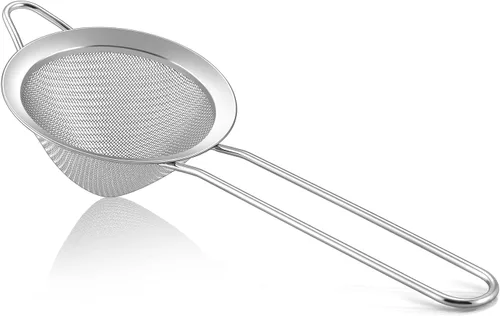 TeamFar Colador de malla fina, colador de té de acero inoxidable de 3.3 pulgadas, colador de barra pequeña cónica de malla para cóctel, jugo de