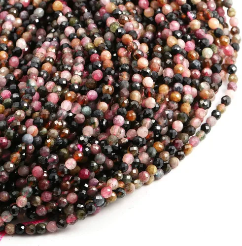 Miniatura 7 de Cuentas de turmalina, cuentas sueltas facetadas de piedras naturales para hacer joyas, pulseras, collares, tamaño 0.138 in, 2 hebras por paquete