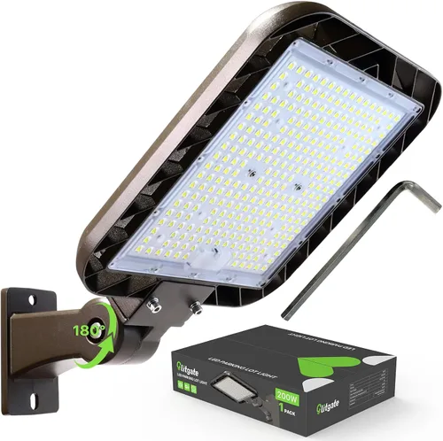 Miniatura 10 de Glitgate Luz LED de estacionamiento de 300 W, 45000 lm, 5000 K, brazo ajustable, luz de calle con sensor de fotocélula del atardecer al amanecer