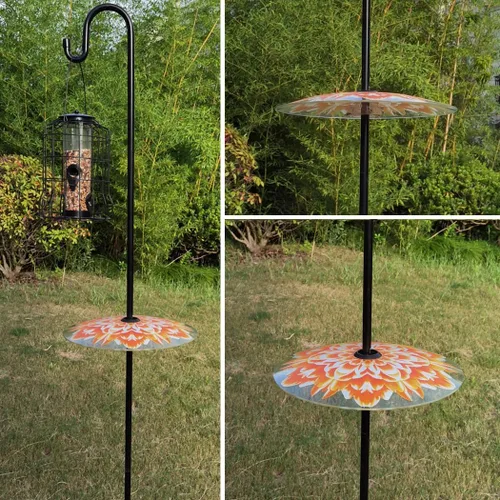 Miniatura 5 de Protector de lluvia de vidrio de 13 pulgadas para comedero de pájaros al aire libre – deflector en poste de pastor/poste o gancho en S colgante