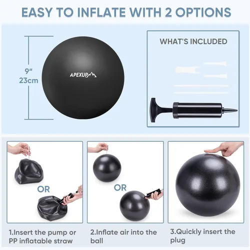 Miniatura 6 de APEXUP 9 Inch Pilates Ball Small Exercise Ball for Yoga, Fitness, Balance, Core Workout, Physical Therapy Rosa