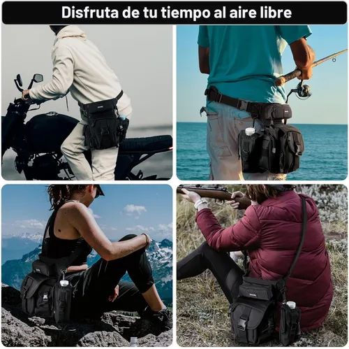 Miniatura 3 de Jueachy Bolsa de pierna caída para hombre, mochila táctica de detección de metales para muslos con bolsa para botella de agua