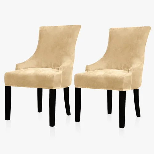 Miniatura 49 de Lellen Funda elástica de terciopelo para silla con respaldo de ala, funda protectora reutilizable para comedor, banquete, decoración del hogar, etc.