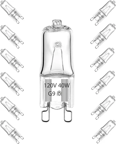 GARTO Bombillas halógenas G9 de 40 W 120 V, 2 pines, sin mercurio, protección ocular sin mercurio, ángulo de haz regulable de 360°, vida útil de