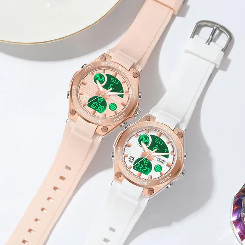 Miniatura 4 de Relojes de pulsera para mujer, digital, 5 bares, impermeables, con retroiluminación LED, correa colorida, alarma analógica