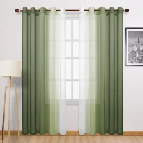 Miniatura 109 de DWCN Cortinas Transparentes de Lino Sintético Negro Degradado Ombré - Cortinas Semi Transparentes de Gasa con Ojales en la Parte Superior