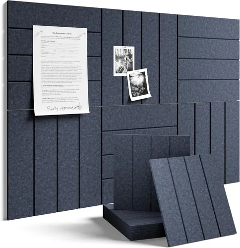 Miniatura 82 de Tablero de anuncios de fieltro grande de 36 x 24 pulgadas, alternativa al tablero de corcho – Paquete de 6 con 40 pestañas adhesivas extraíbles