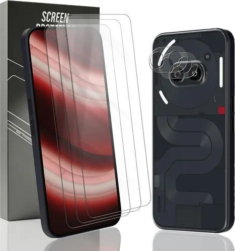Paquete de 3+2 protectores de pantalla de vidrio templado para teléfono (2a) / (2a) Plus con protector de lente de cámara, dureza 9H, película
