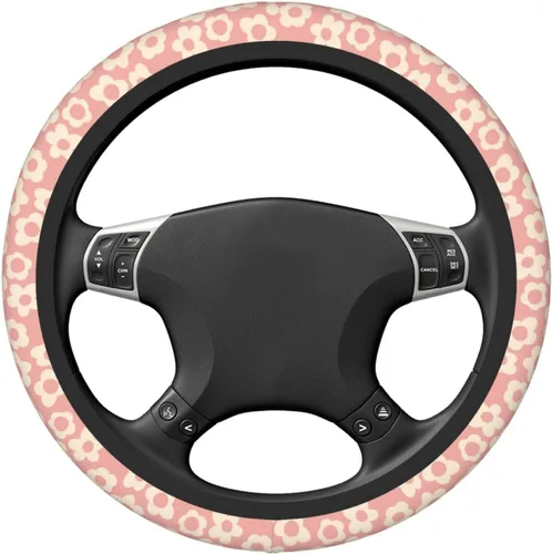 Miniatura 2 de Funda para volante con diseño floral abstracto de flores rosadas para mujeres, hombres y niñas, accesorios de automóvil, decoración antideslizante