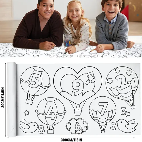 Miniatura 3 de Rollo de dibujo para niños, rollo de papel para colorear para regalo de niños, 120 x 11.8 pulgadas, rollo de papel de dibujo de bricolaje, rollo