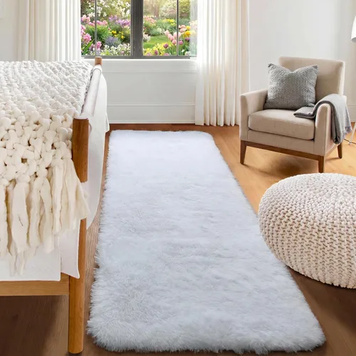 Miniatura 110 de ONASAR - Alfombra de pasillo negra de 2 x 6 pies, esponjosa, lavable, ultrasuave, afelpada, peluda, tapete para bebés, dormitorio de niños, armario