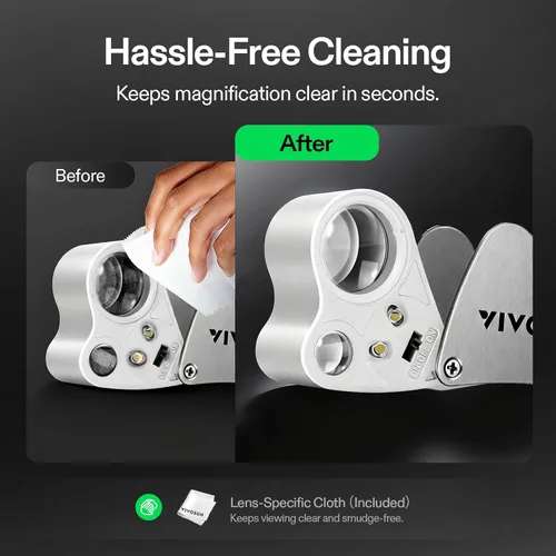 Miniatura 7 de VIVOSUN 30X 60X Lupa de joyero iluminada plegable con luz LED para joyas, gemas, relojes, monedas, sellos, antigüedades, blanco