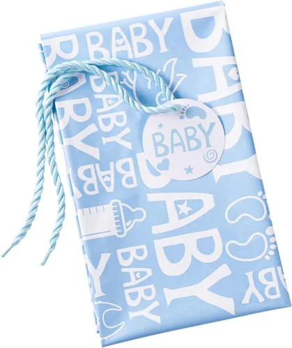 Miniatura 7 de Loveinside Bolsa de regalo jumbo azul grande de plástico, bolsa de plástico con diseño de niña con etiqueta y lazo para cumpleaños, baby shower