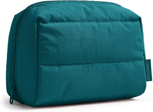 Miniatura 25 de BAGSMART Bolsa de maquillaje pequeña, bolsa compacta para cosméticos para mujer, organizador de artículos de tocador de viaje con diseño abierto