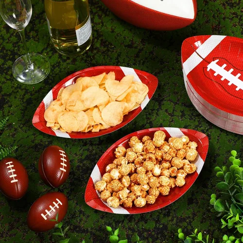 Miniatura 2 de Zubebe 200 platos de fútbol para fiestas, platos de papel desechables en forma de fútbol, bandejas para servir vajilla, para eventos deportivos