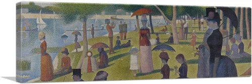 ARTCANVAS Georges Seurat - Lienzo decorativo panorámico de Sunday Afternoon Island La Grande, pintura enmarcada estirada, póster de pared giclée, 36