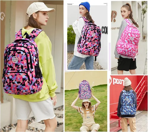 Miniatura 2 de Bansusu - Mochila para estudiantes, diseño geométrico, escuela primaria, para niñas