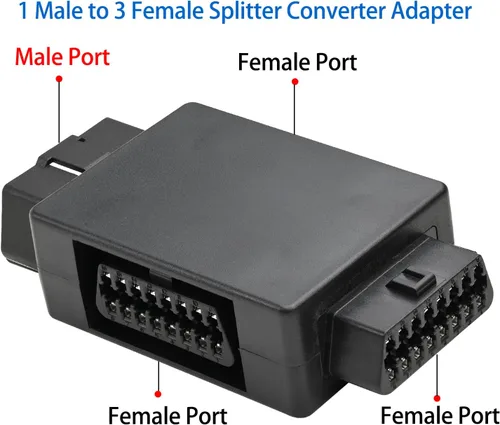 Miniatura 3 de iKKEGOL Pocket OBD2 Splitter Adapter Full 16 Pin 1 Macho a 3 Hembra OBD Cable Convertidor Conector (negro)