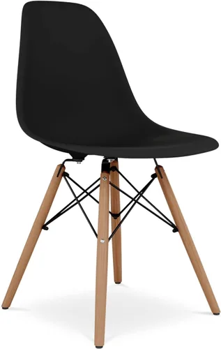 Miniatura 4 de Pyramid - Sillas de comedor de plástico y madera de 17.5 pulgadas, color negro (juego de 2)