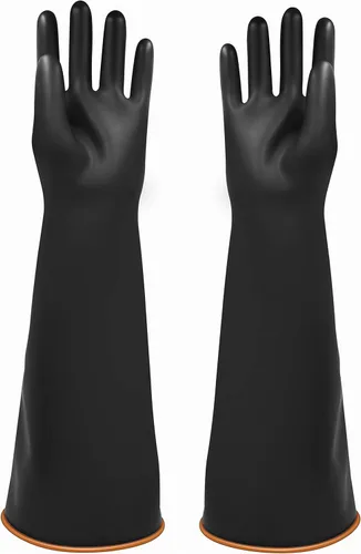 Miniatura 8 de Guantes de látex resistentes, 14, 18, 22 pulgadas, guantes de goma industriales impermeables para trabajo, color negro, talla XL