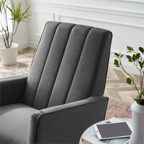 Miniatura 8 de Modway Sway Channel - Mecedora de terciopelo copetudo en color gris
