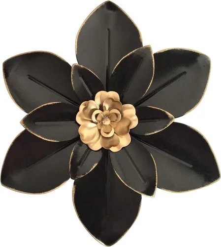 Decoración de pared de flores de metal, escultura floral rústica moderna de 10 pulgadas, colgante de pared de hierro envejecido, decoración del