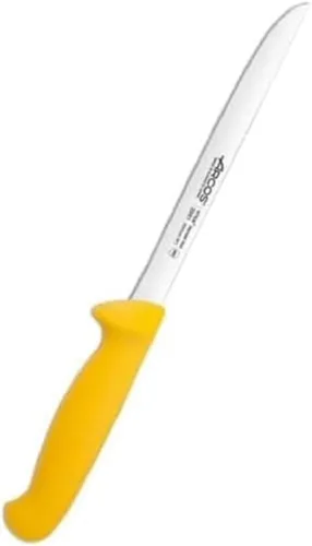 Miniatura 4 de Arcos Cuchillo de filete de acero inoxidable nitrum de 8 pulgadas y hoja de 7.874 in. Cuchillo afilado para filetear carne y pescado. Mango Amarillo