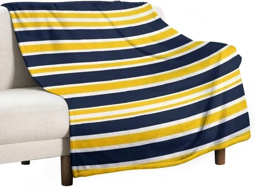 Miniatura 49 de Manta de rayas náuticas amarillas y azul marino, moderna, ultrasuave, manta de microfibra para sofá, cama para niños y adultos, 30 x 40 pulgadas