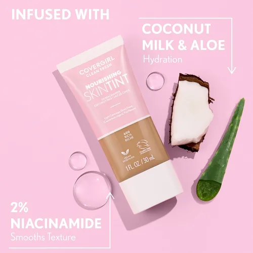Miniatura 9 de COVERGIRL Tinta para piel nutritiva Clean Fresh, 630 Profundo/Oscuro, base líquida, acabado húmedo, infundida con coco y aloe, fórmula vegana 620