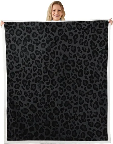Miniatura 10 de Homewish Abstract Leopard Kids Throw Blanket,Cheetah Skin Wild Animals Bed Blanket for Girls Boys Women,Geometric Stripes Fashion Fleece