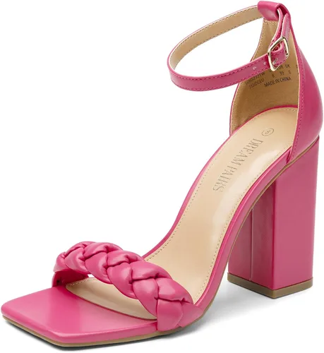 Miniatura 11 de DREAM PAIRS Tacones para Mujeres para Mujer Trenzados con Puntera Abierta, Correa en el Tobillo, Sandalias de Tacón Alto en Bloque Grueso