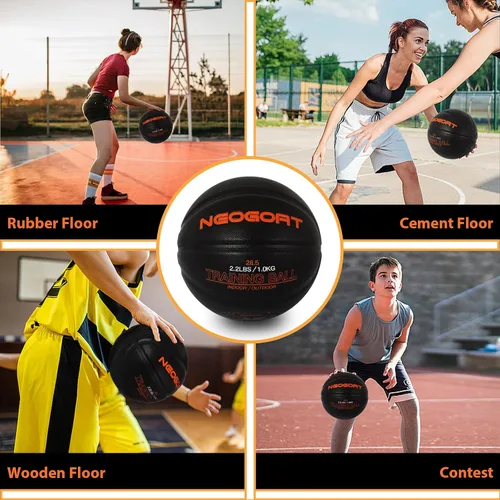 Miniatura 5 de 3LBS/2.2LBS 29.5"/28.5" Weighted Heavy Basketball Training Equipment for in& Outdoor Improving Handling Dribbling, Passing&Rebounding Skills