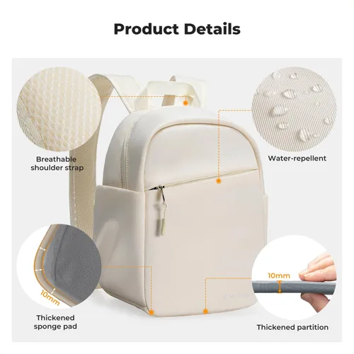 Miniatura 6 de K&F CONCEPT Mochila para cámara, bolsa ligera para fotógrafos, bolsa de fotografía portátil compatible con Canon/Nikon/Sony, color beige Beige-02
