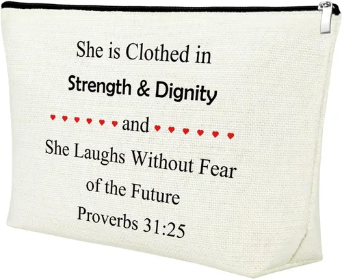 Miniatura 8 de Mxrymvu Regalos cristianos para mujer bolsa de maquillaje, Josué 1:9