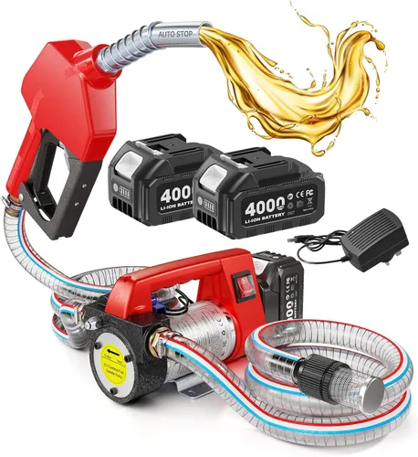 Miniatura 10 de TaskStar Bomba de transferencia de combustible alimentada por batería, kit de bomba eléctrica de 12 GPM con batería de 18 V 4.0 Ah y cargador, bomba