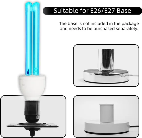 Miniatura 4 de Bombilla UVC de 25 vatios sin ozono, luz UV para dormitorio/baño/armario/cocina, longitud de onda de 253.7nm cubre hasta 400 pies cuadrados, E26