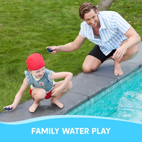 Miniatura 4 de SYNCFUN 4 Pcs Skip Water Balls,Splash Water Bouncing Balls with Mesh Bag, Beach Toys for Kids, Pool Toys for Friends and Family, Fly Swimming Game