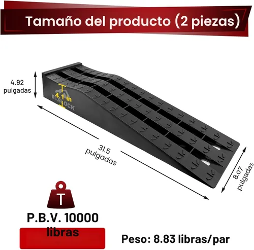Miniatura 2 de ROBLOCK Rampas de coche resistentes para cambios de aceite y soporte de gato, rampas portátiles de bajo perfil para auto para elevación alta, rampas