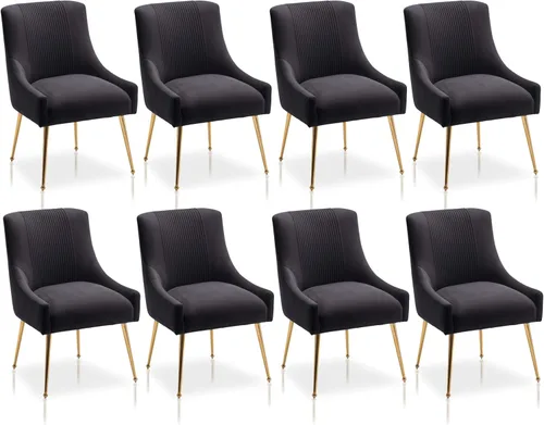 Miniatura 24 de Sillas de comedor modernas, sillas de comedor tapizadas en terciopelo con patas doradas, juego de 2 sillas de acento con capitoné para sala de Beige