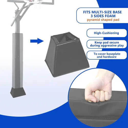 Miniatura 2 de Base acolchada de baloncesto de base cuadrada para baloncesto, almohadilla cuadrada de alta resistencia, para exteriores se adapta a 4 x 4 pulgadas