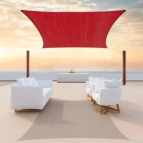 ColourTree Toldo cuadrado rojo CTAPS12 de 12 x 12 pies, tela de malla con bloqueo UV, UPF50, resistente comercial, 5.35 oz/m², 3 años de garantía