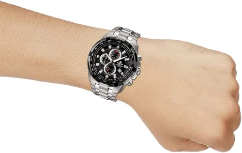 Miniatura 5 de Taquímetro de esfera negra de acero inoxidable Edifice para hombre, Negro -, Cronógrafo, movimiento de cuarzo
