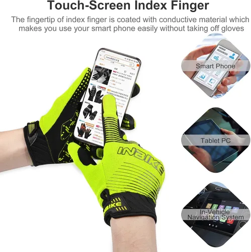 Miniatura 3 de INBIKE Guantes de bicicleta de montaña para hombre, transpirables, elásticos, para pantalla táctil, resistentes al desgaste, deportes al aire libre