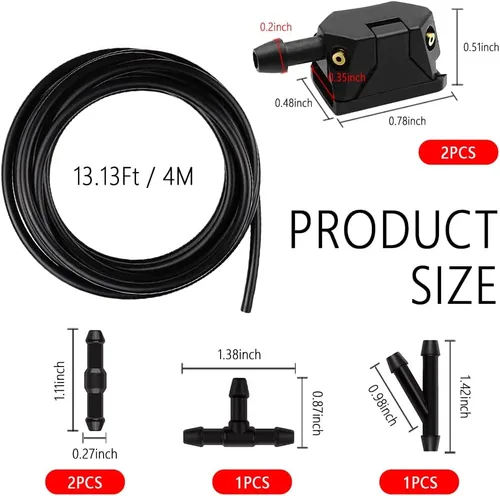 Miniatura 2 de Kit de manguera de limpiaparabrisas 7 en 1, incluye 2 piezas de boquillas de limpiaparabrisas universales de 4 agujeros montadas en brazo + 4 piezas