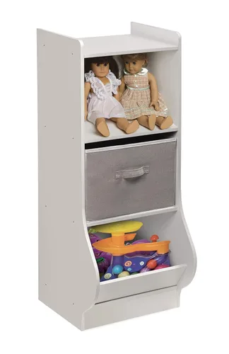 Miniatura 10 de Badger Basket Rincón de almacenamiento vertical para niños y libros con cesta de tela reversible, color blanco