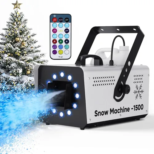 Miniatura 9 de UPGREY Máquina de nieve de 1500W para interiores y exteriores, máquina de nieve falsa para fiestas con control remoto y asa