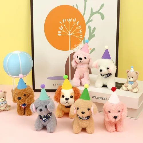 Miniatura 4 de Conjunto de Favores de Fiesta para Adoptar un Perro - 12 piezas de cachorros de peluche con sombreros de fiesta incluye casa de papel, cerca